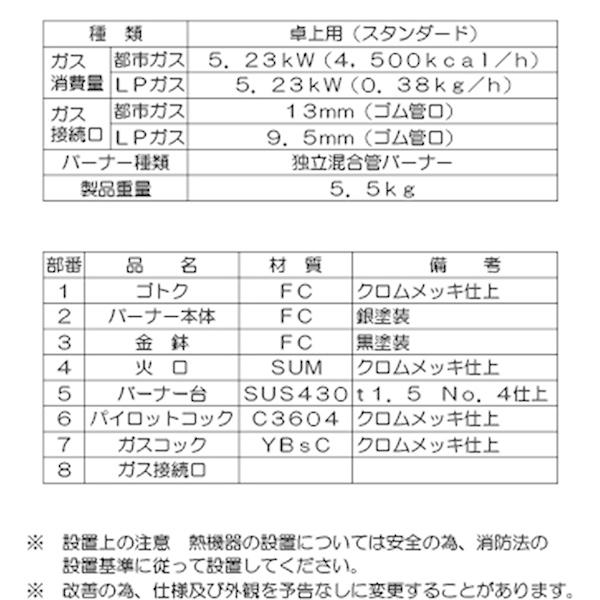 業務用鋳物コンロ ガスバーナー マルゼン スーパージャンボバーナー