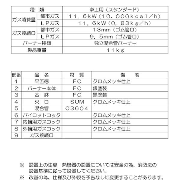 業務用鋳物コンロ ガスバーナー マルゼン スーパージャンボバーナー