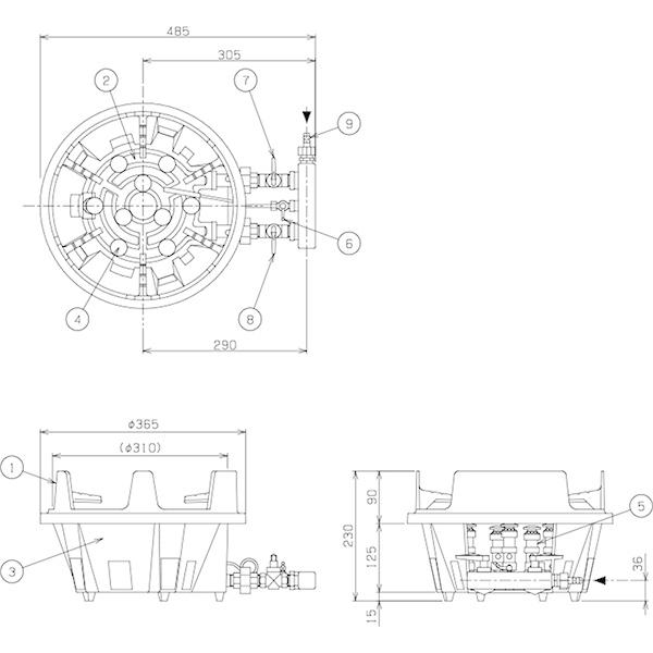 業務用鋳物コンロ ガスバーナー マルゼン スーパージャンボバーナー