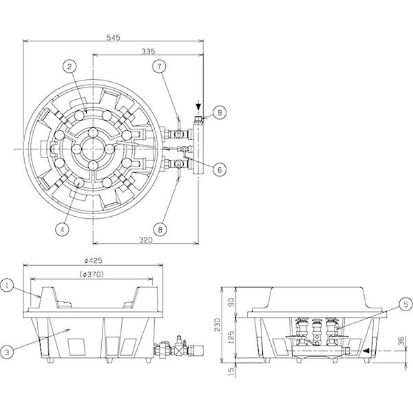 業務用鋳物コンロ ガスバーナー マルゼン スーパージャンボバーナー