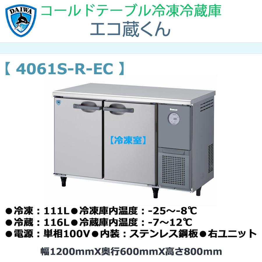 業務用ヨコ型冷凍冷蔵庫 大和冷機 エコ蔵くん 4061S-R-EC 冷凍 業務用ヨコ型冷凍冷蔵庫 大和冷機 エコ蔵くん 4061S-R-EC 冷凍