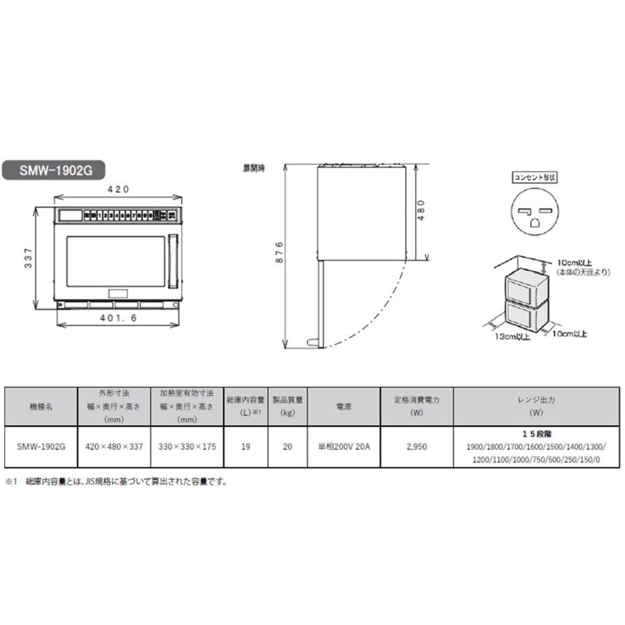 業務用電子レンジ SMW-1902G シルバー 送料無料 業務用電子レンジ ガリレンジ フクシマガリレイ SMW-1902G 単