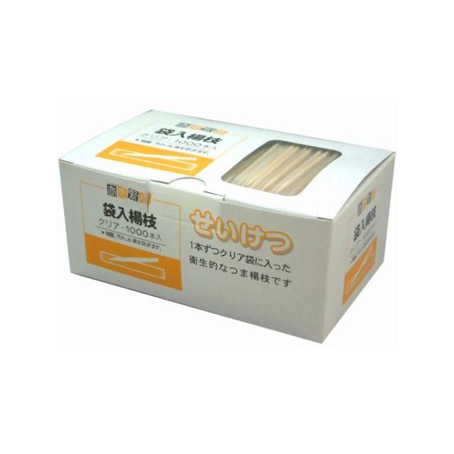 大和物産 業務用つま楊枝 商売繁盛 袋入楊枝 クリア包装 1000本X50箱