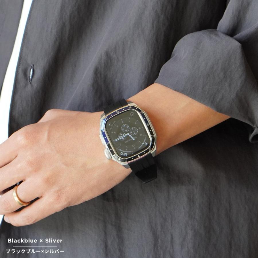 Apple Watch バンド 一体型ハードケース シルバー 44mm アップルウォッチ バンド ケース 一体型 メタル カバー apple watch