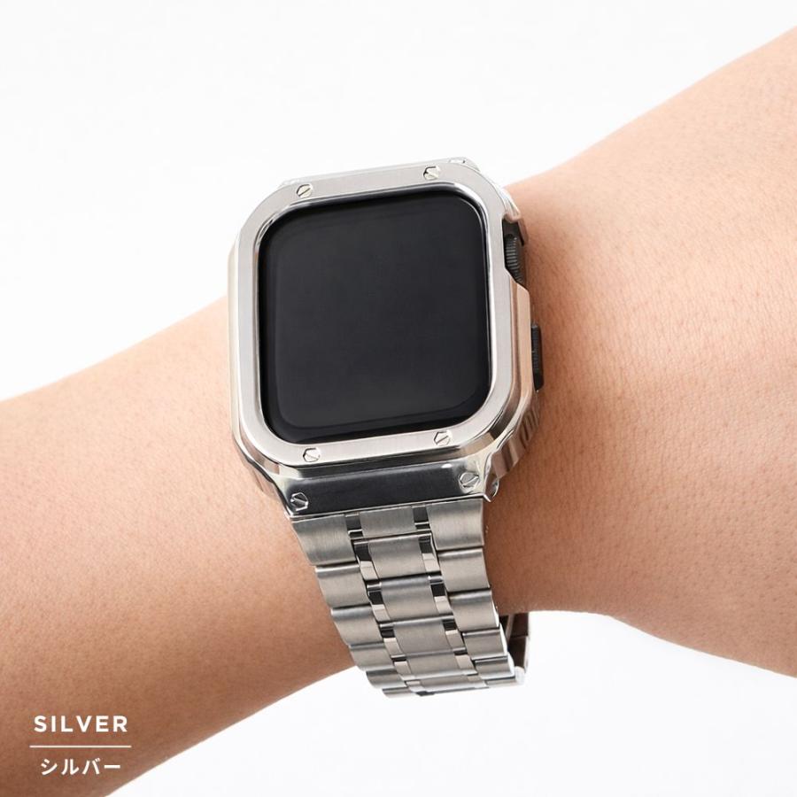 アップルウォッチ バンド ステンレス カバー ケース  apple watch 一体型 44mm 45mm 46mm 49mm 40mm 41mm 42mmの画像
