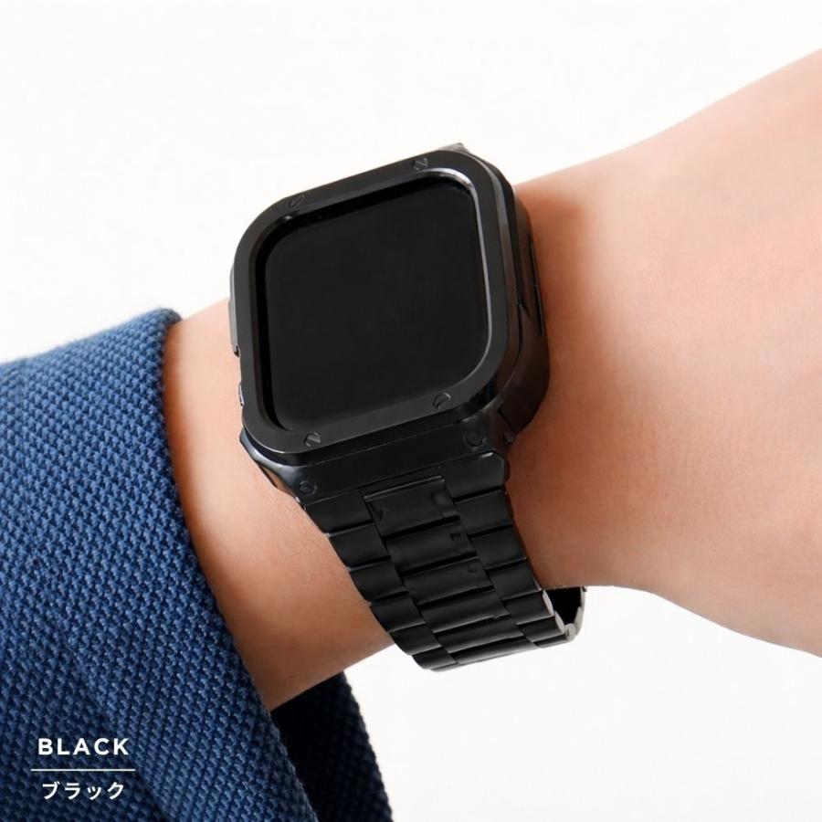 アップルウォッチ バンド ステンレス カバー ケース  apple watch 一体型 44mm 45mm 46mm 49mm 40mm 41mm 42mmの画像