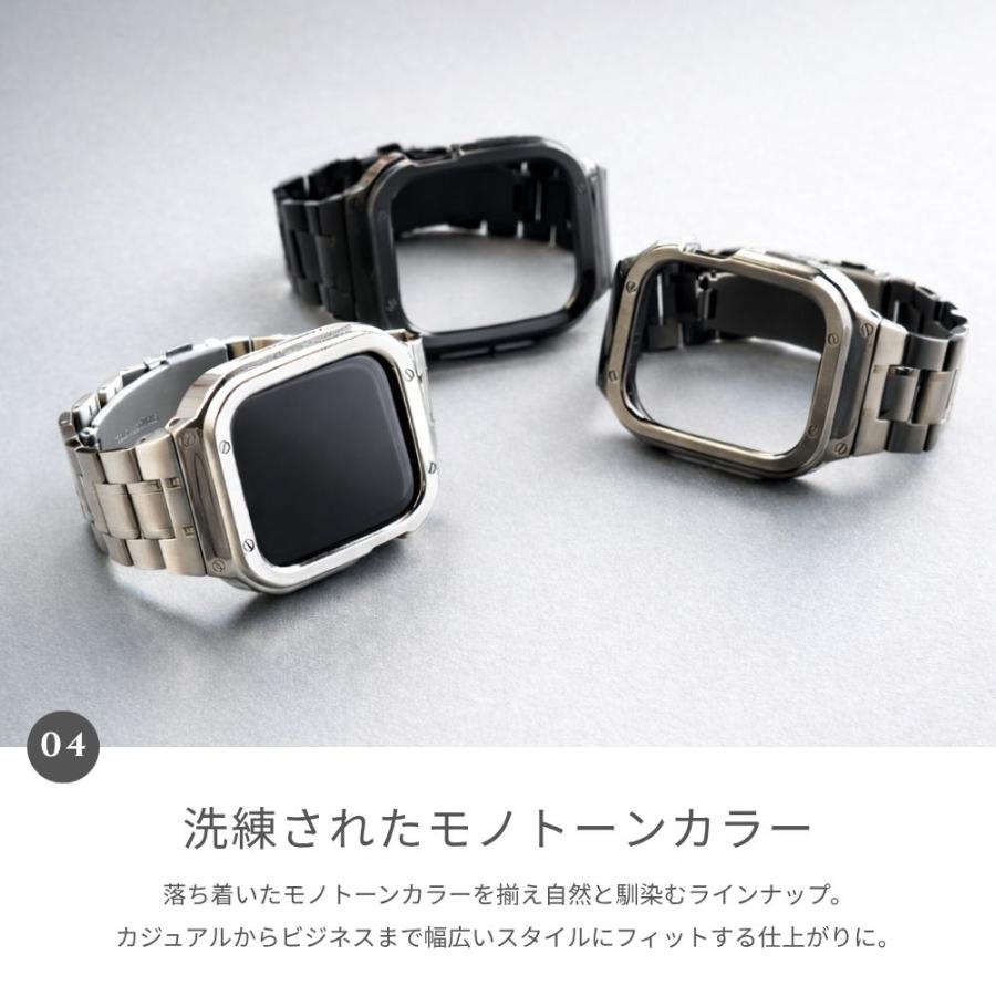 アップルウォッチ バンド ステンレス カバー ケース  apple watch 一体型 44mm 45mm 46mm 49mm 40mm 41mm 42mmの画像