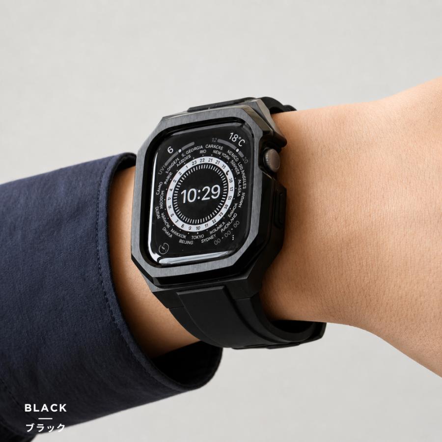 アップルウォッチ バンド メンズ 一体型 ステンレス Apple Watch 44mm 45mm 46mm 49mm ベルト ケース 高級の画像