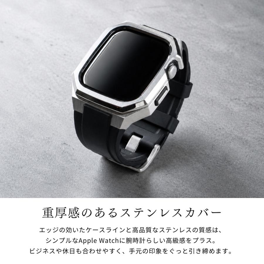 アップルウォッチ バンド メンズ 一体型 ステンレス Apple Watch 44mm 45mm 46mm 49mm ベルト ケース 高級の画像