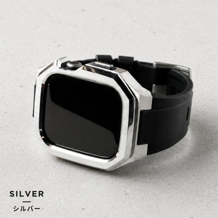 アップルウォッチ バンド メンズ 一体型 ステンレス Apple Watch 44mm 45mm 46mm 49mm ベルト ケース 高級の画像