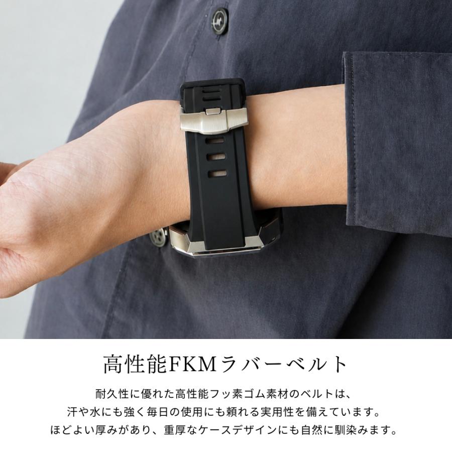 アップルウォッチ バンド メンズ 一体型 ステンレス Apple Watch 44mm 45mm 46mm 49mm ベルト ケース 高級の画像