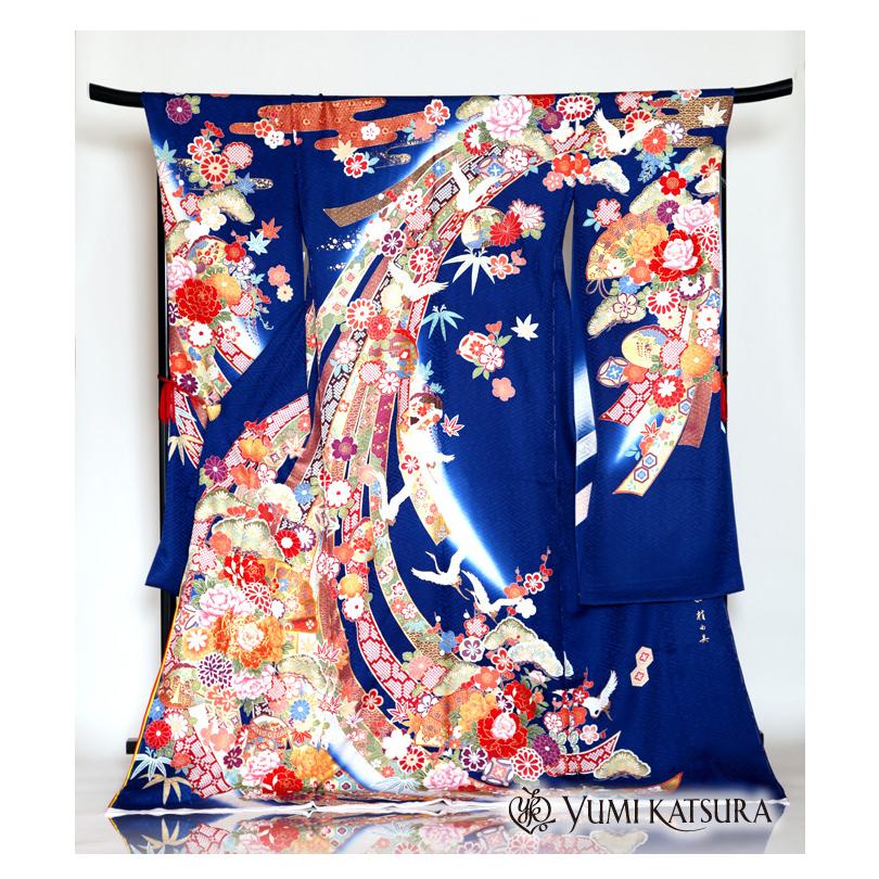 激安 振袖 結婚式 レンタル フルセットレンタル 着物 青色鶴金刺繍扇牡丹振袖レンタル カツラユミ Katsura Yumi 桂由美 古典 フルセットレンタル レンタル 振袖 結婚式 ふりそで レンタル カツラユミ レディースファッション Www Tv36hindustan Com