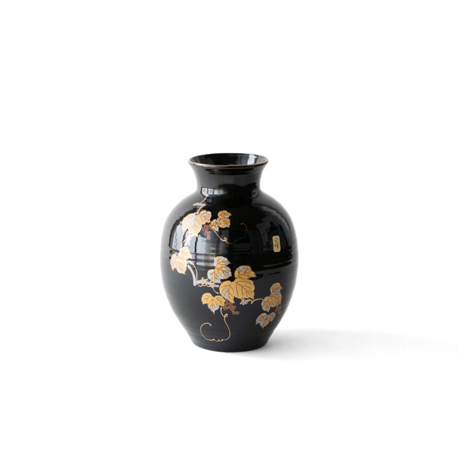 仏間 花瓶 壺型 山ぶどう 8号 陶器 おしゃれ 23.5センチ モダン 花器