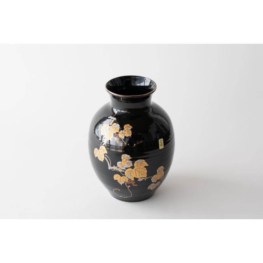 仏間 花瓶 壺型 山ぶどう 8号 陶器 おしゃれ 23.5センチ モダン 花器