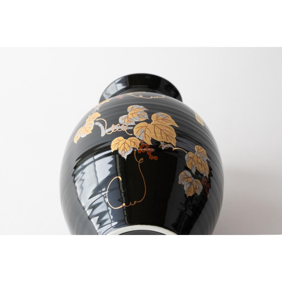 仏間 花瓶 壺型 山ぶどう 8号 陶器 おしゃれ 23.5センチ モダン 花器