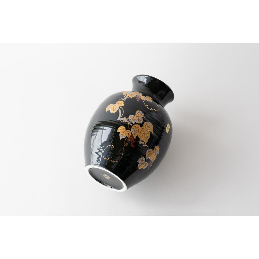 仏間 花瓶 壺型 山ぶどう 8号 陶器 おしゃれ 23.5センチ モダン 花器