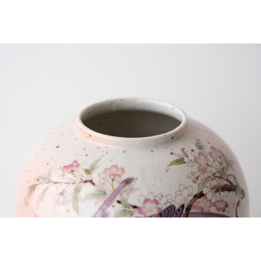 漆器 花瓶 鳥のデザイン 高さ約20cm