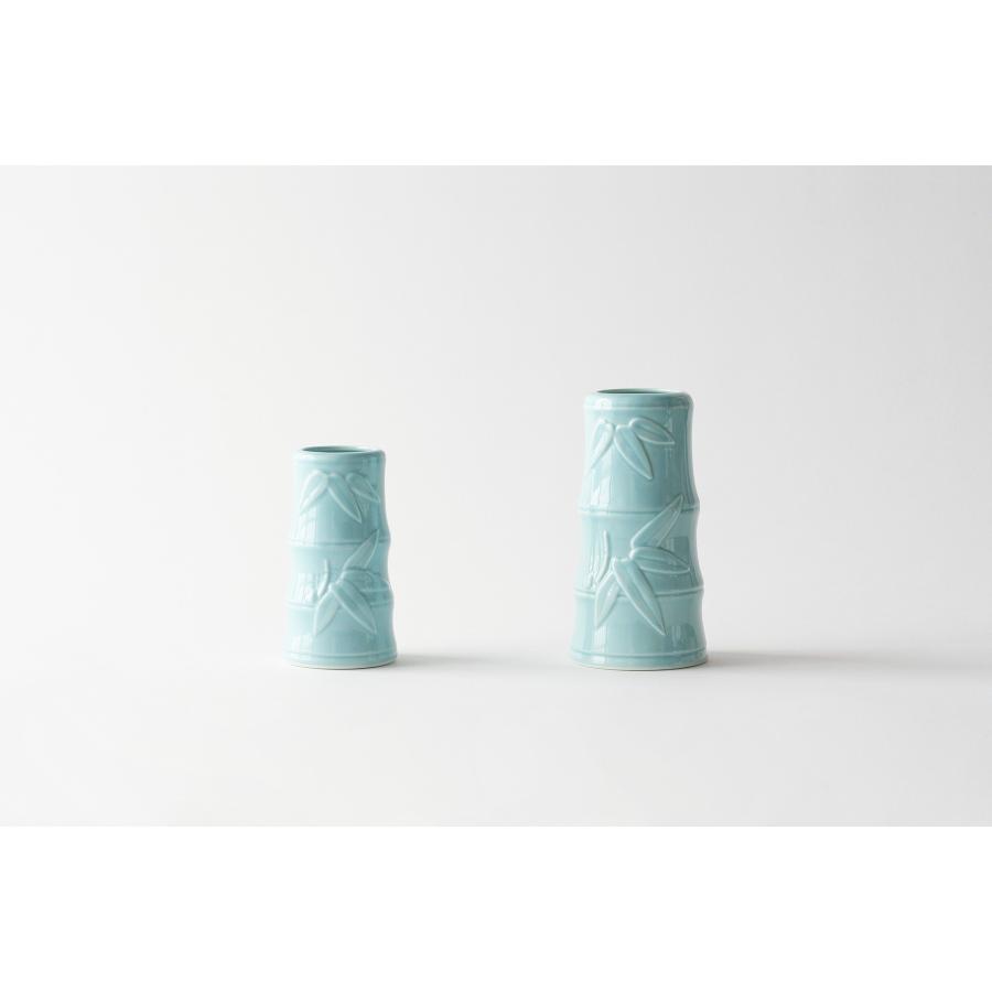 青磁 榊立て 4寸 陶器 華やか 12.2センチ 伝統的 榊立 青地 竹型