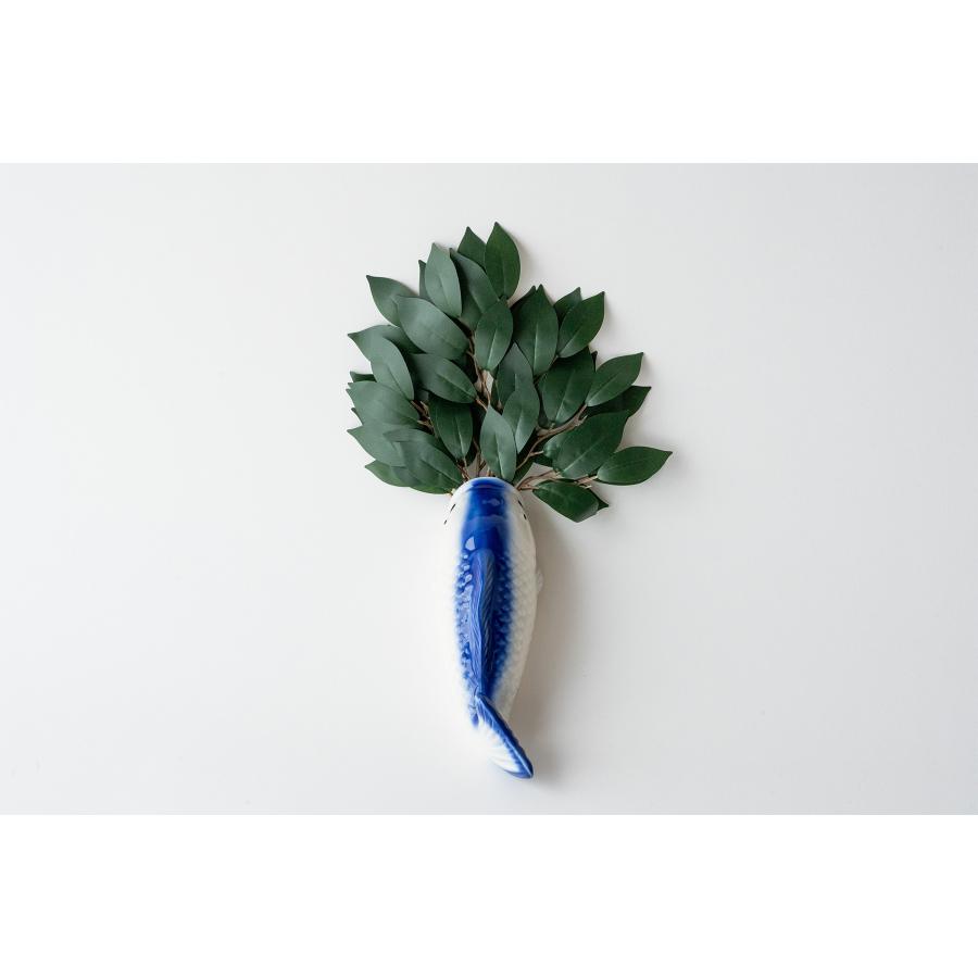 榊立て 鯉の花掛け 選べる2色 陶器 レトロ 24センチ 個性的 花器