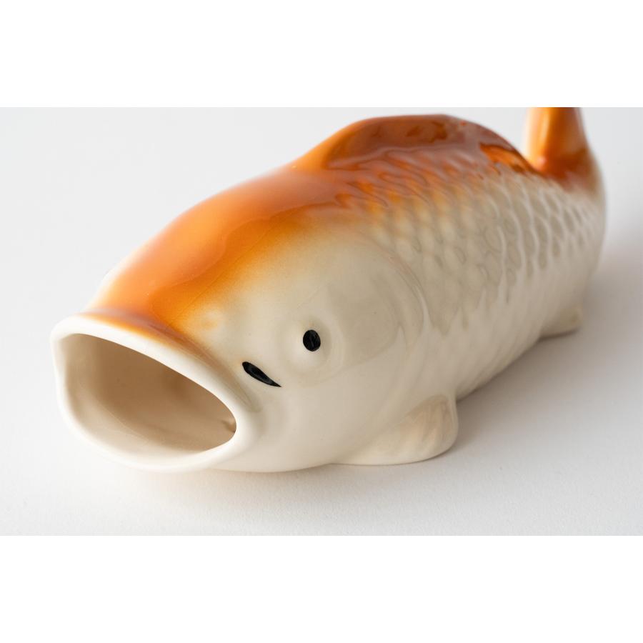 榊立て 鯉の花掛け 選べる2色 陶器 レトロ 24センチ 個性的 花器