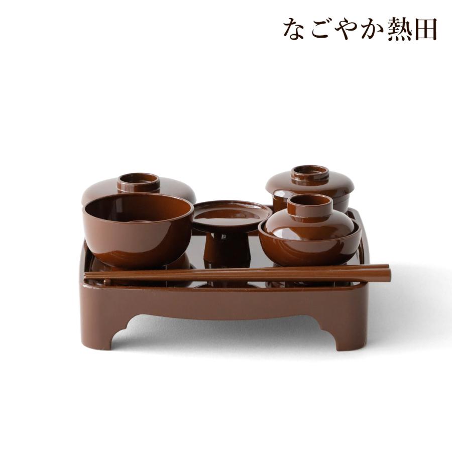 ゴ*太様 赤茶色の漆製の長方形の卓上膳×5枚セット 仏膳セット 現代型 茶色 樹脂製 シンプル 16.7センチ モダン お膳 霊供