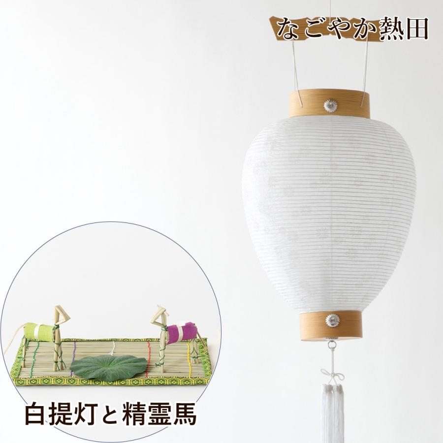 初盆セット 白提灯 精霊馬 まこも セット 上品 40センチ 伝統的