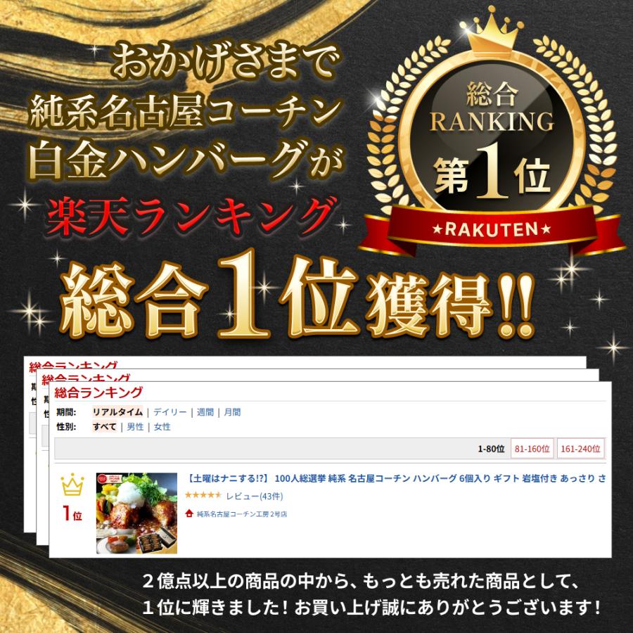 お歳暮 早割 2026 ギフト 御歳暮 TV紹介 ハンバーグ ギフト 名古屋コーチン 白金ハンバーグ 6個 冷凍 レンジOK 岩塩 グルメ 土曜はナニする!? 100人総選挙 第2位 | 純系名古屋コーチン工房 | 03