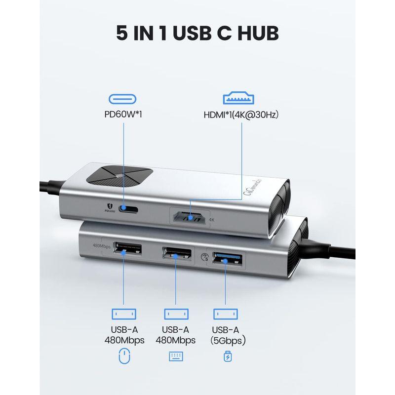 GiGimundo 5-in-1 USB C ハブ HDMI 4K Type-C ハブ USB3.0ポート 5Gbps データ伝送 PD 6｜naha｜08