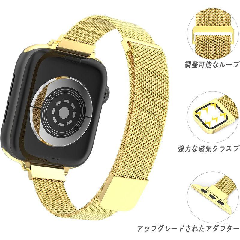 RON-D コンパチブル Apple Watch バンド細い 41mm 40mm 38mm 45mm 44mm 42mm， 女性用 通気性ア｜naha｜03