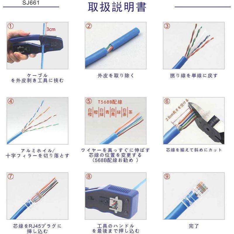 VCE 貫通式 RJ45コネクタ CAT6 CAT5E CAT5 シールド付き 干渉防止 配線簡単 STP/UTP対応 25個セット｜naha｜03