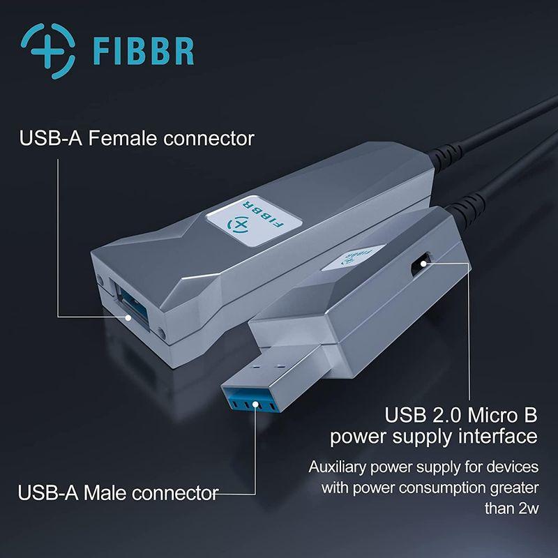 FIBBR 超ロング USB 3.0 延長ケーブル タイプ A オス - メス、20M 高速 5Gbps データ転送エクステンダー コード、｜naha｜02