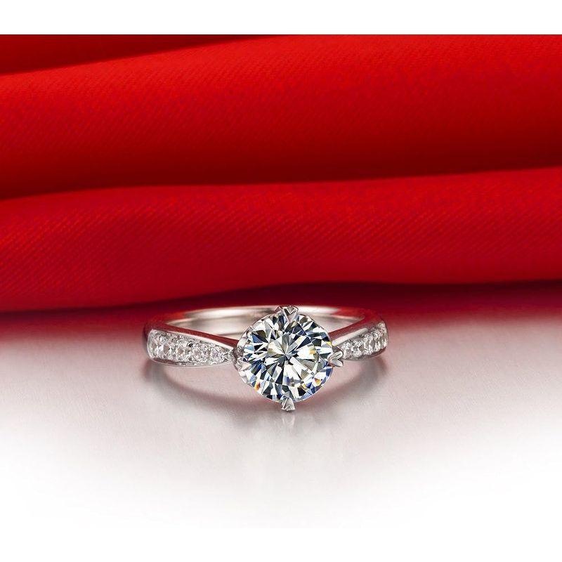 通常販売 THREE MAN 女の子が最高の宝石の贈り物を愛して 1ctの女性はダイヤモンドの婚約指輪をシミュレートします純銀製のホワイトゴールドカバ