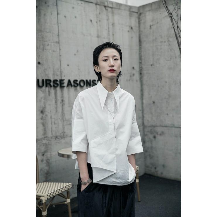 変形 白シャツ レディース 変わったシャツ アシンメトリー おしゃれ Nai0023 ない服 通販 Yahoo ショッピング