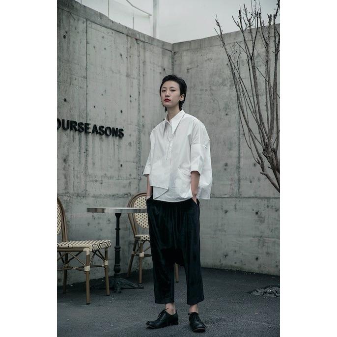 変形 白シャツ レディース 変わったシャツ アシンメトリー おしゃれ