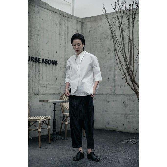 変形 白シャツ レディース 変わったシャツ アシンメトリー おしゃれ