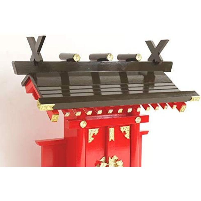 特別送料無料!】神棚 モダン 一社 深紅の稲荷宮 白狐 セット 大鳥居 稲荷紋神具セット 特上塗り & かがり火付き 神棚、神具 神棚 モダン 一社 セット 特上塗り 深紅の稲荷宮 白狐 & 大鳥居 稲荷紋神具セット かがり火付き