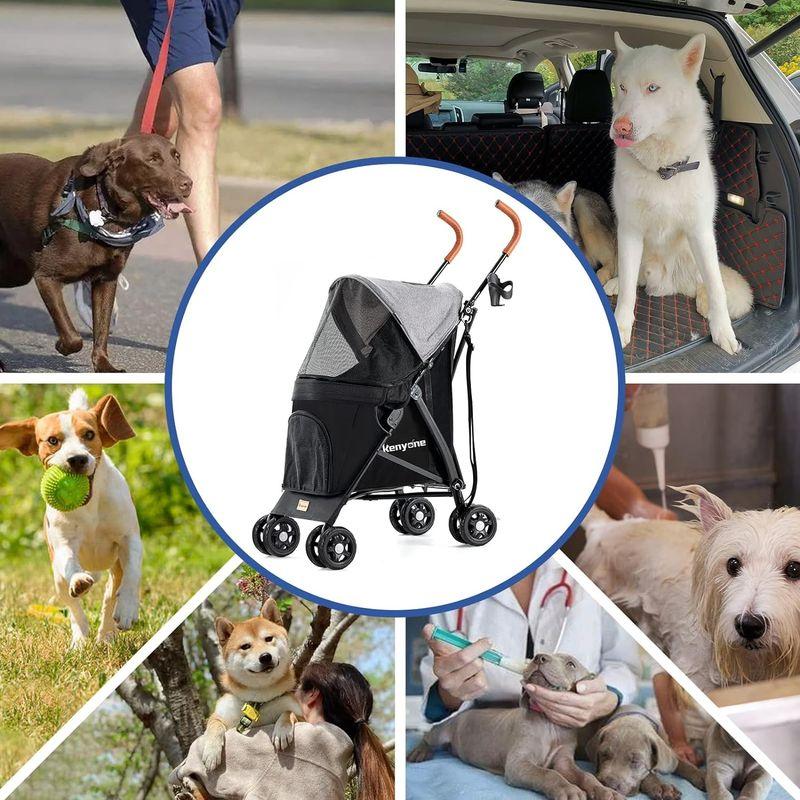 Kenyone ペットカート 折りたたみ 犬用ペットベビーカー 4輪 軽量コンパクト 多機能 犬用ベビーカー 小型犬 中型犬 猫 介護 散歩 ペットカート 折りたたみ 犬用ペットベビーカー 4輪 軽量コンパクト 多機能 犬用ベビーカー 小型犬 中型犬 猫 介護 散歩 約