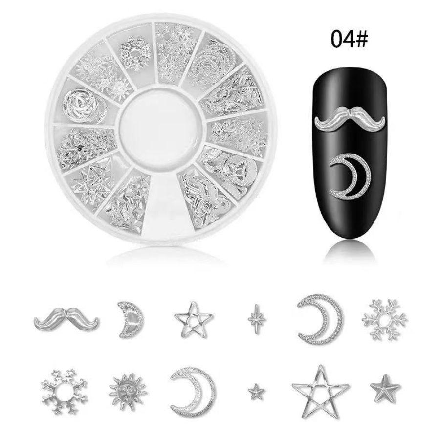 ネイルパーツ メタルパーツ 全6種類 星 スター シルバー ネイル