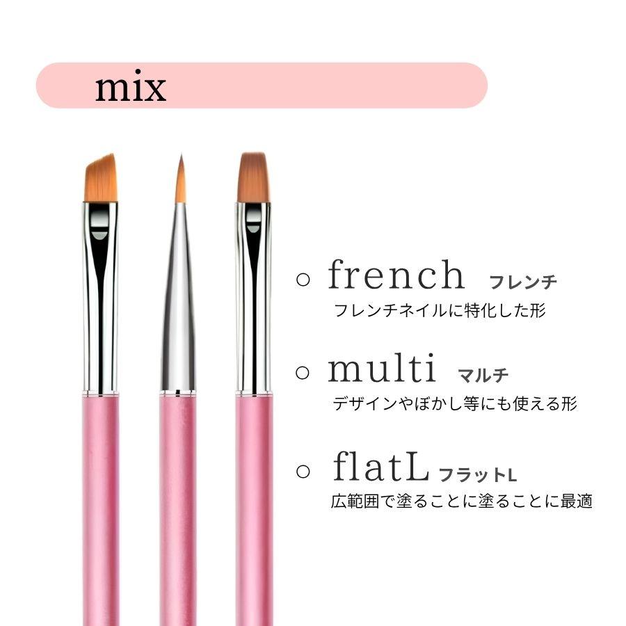 ネイルブラシ 3本セット キャップ付き ジェルネイル ネイル筆 ジェル