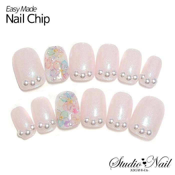選べるサイズ セミオーダー パール系 ピンク ベース 水彩 フラワー パール付き ネイルチップ 12枚入り Ks 15 3 18 3 Essie793 Tins079 スタジオネイル 通販 Yahoo ショッピング