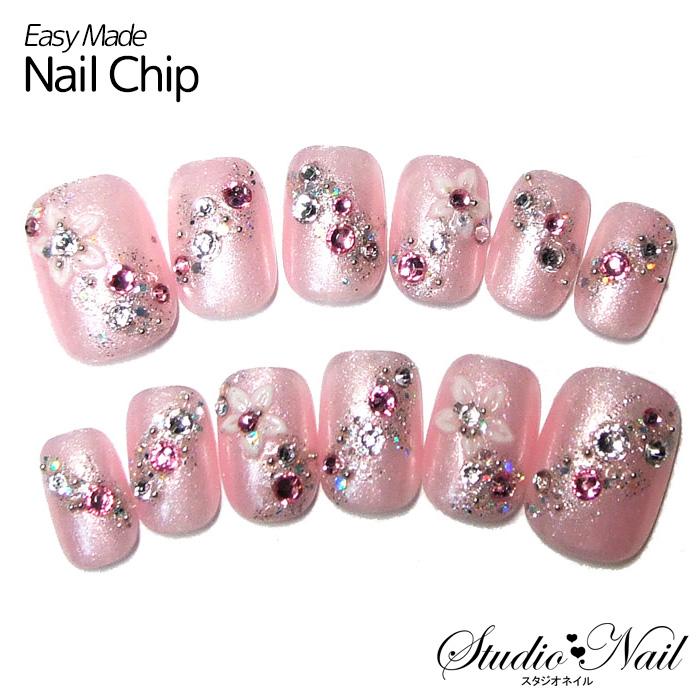 短い ちびつけ爪 ピンクベース ホワイト 3d フラワー スワロ付 ネイルチップ 12枚入り Ks 15 5 12 2 スタジオネイル 通販 Yahoo ショッピング