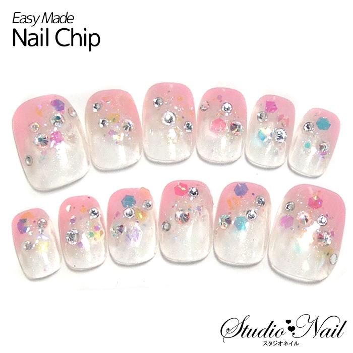 ネイルチップ ちびつけ爪 ピンク グラデーション ラメクリア ホログラム スワロ付き 12枚入り Ks 15 5 5 1 Tins017 Mp30 スタジオネイル 通販 Yahoo ショッピング