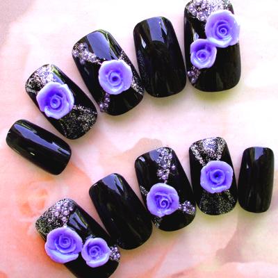 ネイルチップジェルコーティング付き オーダー ブラック 3d パープル バラ Mkc 29 Ks スタジオネイル 通販 Yahoo ショッピング