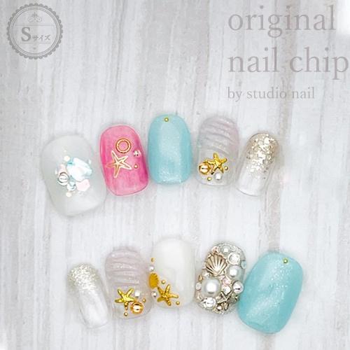 即納 メール便送料無料 ネイルチップ ショート ジェルネイルチップ夏 ピンク ブルー シェル スワロ 10枚入 ラウンドs E スタジオネイル 通販 Yahoo ショッピング