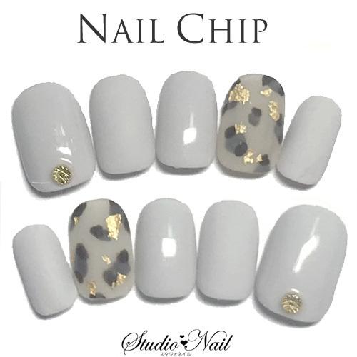 即納 メール便送料無料 ネイルチップ ショート アイスグレー ヒョウ柄 マット ラウンド ジェルネイルチップ 10枚入り O スタジオ ネイル 通販 Yahoo ショッピング