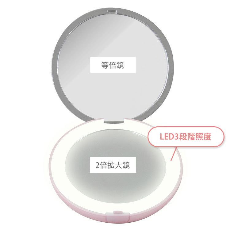 エグゼラックス モバイルバッテリー＆LEDライト付きコンパクトミラー ピンク OUMC-PK EXELUX（METEX）【SIB】 海外×｜nailcol｜04