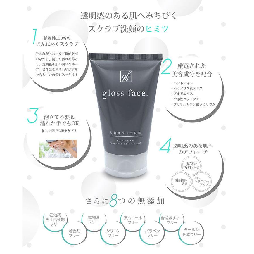 2個セット gloss face. 100g グロスフェイス こんにゃく スクラブ 洗顔