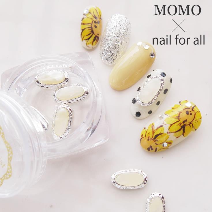 上質で快適 for nail all 6個入り 天然石風フレーム MOMOネイルパーツ 公式 ネイルパーツ