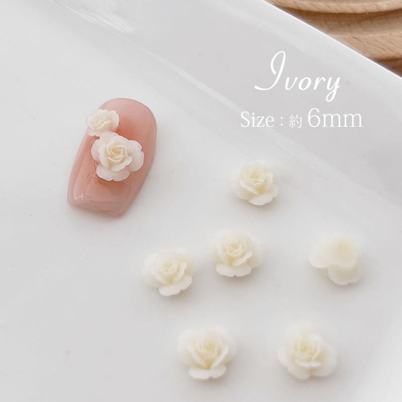 ネイルパーツ フラワー 薔薇 3D 6個入り (メール便でも可) : nail for