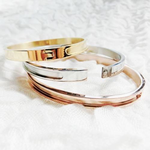 ステンレスブレスレット21 6mm幅 開閉式 シルバー ゴールド ピンク